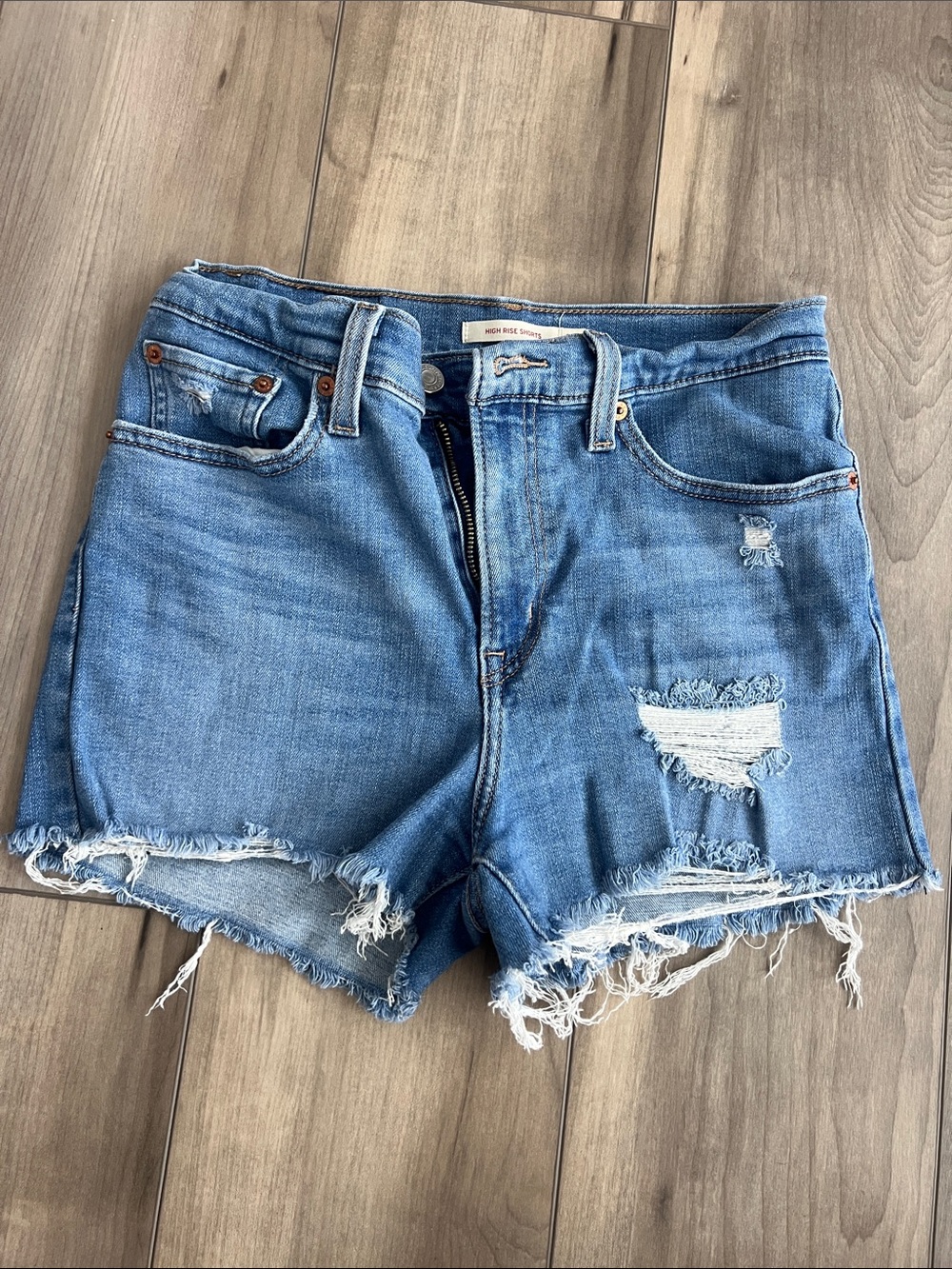 Women's Distressed Light Blue Denim Jean Shorts